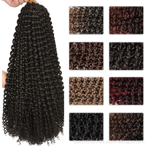 Passion Twist Hair 18 inch Water Wave Synthetic Curly Crochet Braids Long Hair Extensions Nature Black